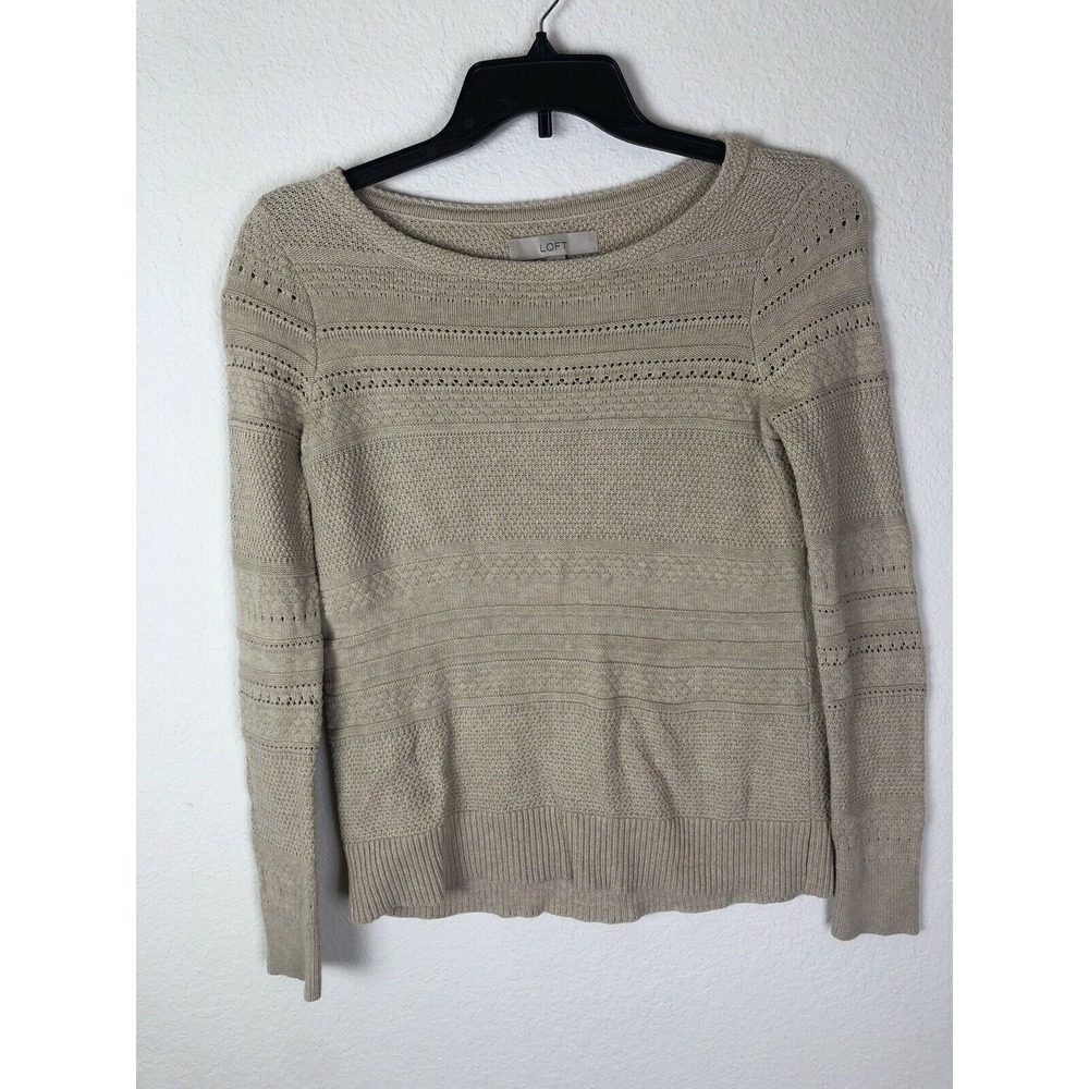 LOFT CABLE KNIT TUNIC‎ SWEATER IVORY CREAM SIZE SMALL